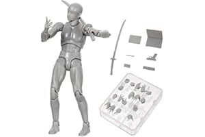AHOHOS Action Figure Drawing Models, Human Mannequin Body Kun Doll Body-Chan Male/Female Action Figure DX Set, Suitable for Sketching, Painting, Drawing Mannequin Figure Models for Artist Grey Male