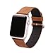 eLander Top-grain Leather Band Strap with Stainless Metal Clasp for All Apple Watch Models 42mm (Suede Leather - Brown)