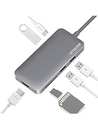 USB-C Hub, Letscom 7 in 1 Type C Hub with HDMI Port, USBC Charging Port, 2 USB 3.0 & 1 USB 2.0 Ports, SD & MicroSD Card Reader, Portable for MacBook Pro 2016/2017 and more Type-C Devices