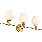 Living District Gene 3-Light Metal Wall Sconce in Brass and Frosted White Glass