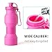Asrisuk Sports Collapsible Water Bottle 27 oz, Folding BPA Free Silicone Water Bottle 800ml FDA Approved for Traveling, Camping, Hiking, Walking, Running (Pink)