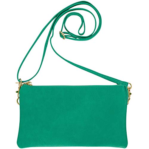 Humble Chic Vegan Leather Small Crossbody Bag or Wristlet Clutch Purse, Includes Adjustable Shoulder and Wrist Straps, Turquoise, Teal, Aqua Blue