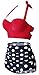 CHERRY CAT Vintage Polka Dot High Waisted Swimsuits Bikini Set (Red&Black,L)