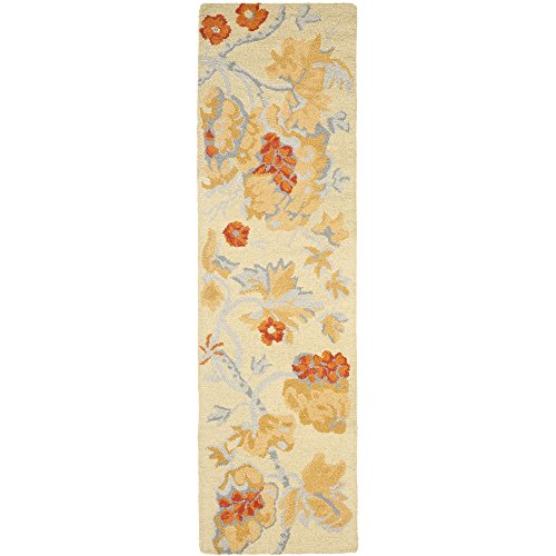 Safavieh Blossom Collection BLM922A Handmade Beige and Multi Premium Wool Runner (2'3" x 6')