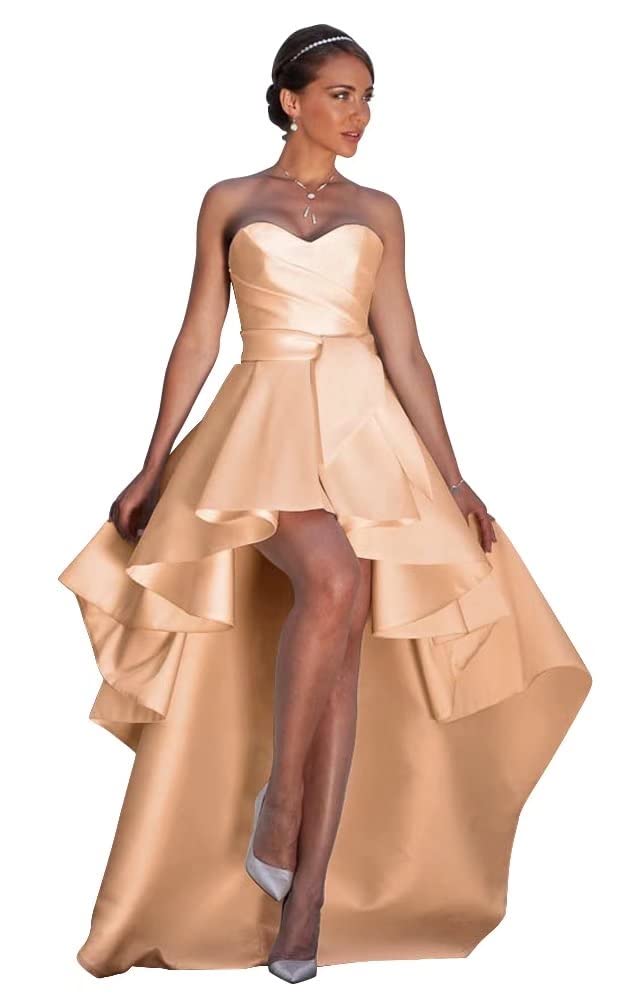 NLQ High Low Prom Dresses Sweetheart Strapless