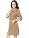 Allegra K Women's Multi-Pocket Above Knee Belted Shirt Dress S Beige