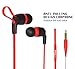 FOU Earbuds Earphones Headphones with Microphone Wired HiFi Stereo Bass in-Ear Headsets with Inline Remote Control for iOS/Android(Black/Red)