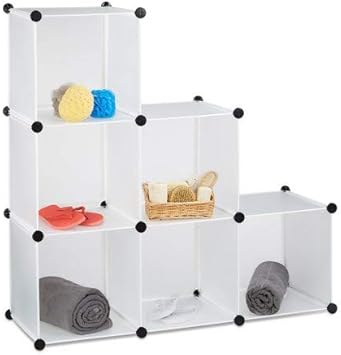 Relaxdays Stufenregal 6 Facher Steckregal Als Kleiderschrank Oder Raumteiler Offenes Regalsystem Weiss Amazon De Kuche Haushalt