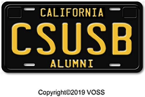 Voss Collectables California State University College Alumni Aluminum Car Vanity License Plate Tag Black, CSUSB