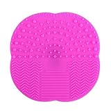 Sankuwen Makeup Brush Scrubber Silicone Board Cleaning Tool (Hot Pink)