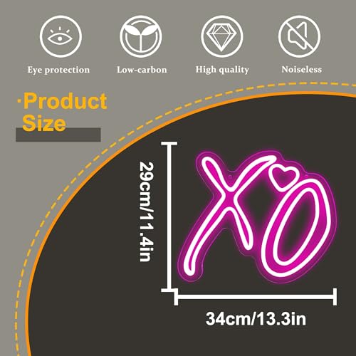 XO Heart Neon Signs For Wall Decor, Dimmable Pink XO LED Signs For