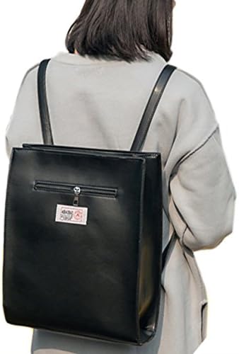 Girls British Style College School Backpack Retro Daypack Weekend Shoulder Bag size One Size (Black)
