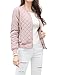 Allegra K Women Quilted Zip Up Raglan Sleeves Bomber Jacket S Pink