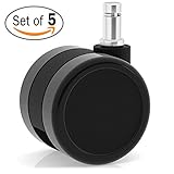 Katu Large Office Chair Casters Wheels for Hardwood - Heavy Duty Replacement for Laminate and Carpets. (Set of 5) Color Black