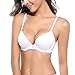 Women's Everyday Basic Seamless Lightly Padded Underwire Plunge Demi T-shirt Bra, White, 36A