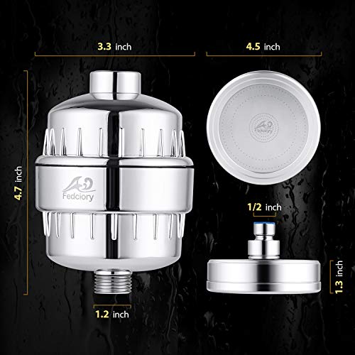 Luxury Shower Head Set with High Output 15 Stage Hard Water Softener - Universal Shower System Removes Chlorine and Harmful Substances - Solution for Dry Skin & Hair Loss - 2 Additional Cartridges