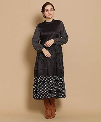 Amazon アナトリエ Anatelier Nesessaire ネセセア ドットティアードワンピース 38 ブラック 019 ワンピース チュニック 通販