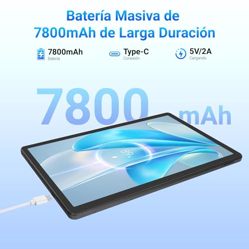TT.KIDS Tablet Android 16, Tableta de 11 Pulgadas, 32GB RAM+256GB ROM (TF 1TB), 7800mAh, 5 Núcleos, 1280 * 800 Pantalla HD, WiFi 6, Widevine L1, Bluetooth 5.4, 5MP+8MP, Face ID, GPS Tableta Pad