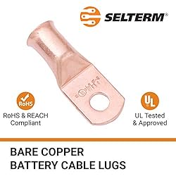 SELTERM 2pcs 1 AWG 1/4" Stud Copper Wire