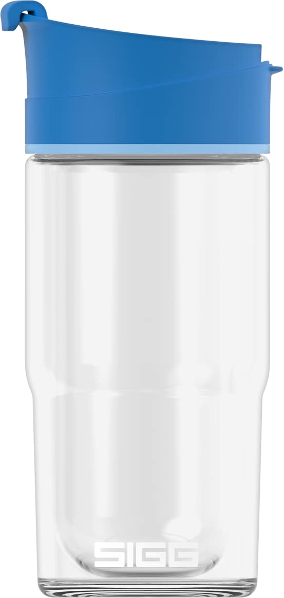 Sigg - Insulated Coffee Cup - Travel Mug Nova - with Flip Top - Dishwasher Safe - Leakproof - BPA Free - Heat Resistant - Broscilate Glass - Blue - 0.37 L