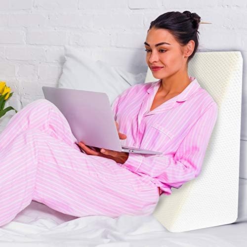 Wedge Bed Pillow - Elevated Supportive Cushion - 28" x 24" x 7.5" - Adjustable Pillowcase - SmartSUPPORT Design - Therapeutic Slant - Acid Reflux Heartburn Pregnancy Pains