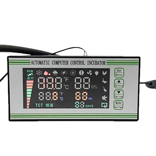 YZmoffer Incubator Controller Intelligence Egg Incubator Controller Thermostat Hygrostat Full Automatic Control with Temperature Humidity Sensor Egg Hatcher Temperature Humidity Meter 110V (XM-18S)