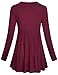 SeSe Code Womens Henley Tops Chritmas Gift, Ladies Vintage Long Sleeve V Neck Button Embellished Blouse A Line Flare Hem Slimming Comfort Tunic Shirts Red Large