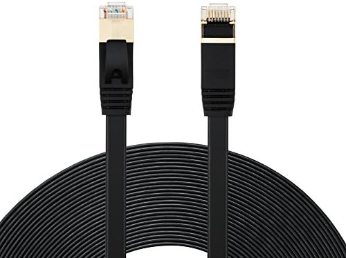 Cat7 Ethernet Cable 3 ft,NC XQIN Cat7 Flat Ethernet Patch Cables-Internet Cable with Gold-Plated RJ45 Connectors for Modem, Router, LAN, IP Cameras, PC, Mac, Laptop,PS4, and XBox 360 and more -black