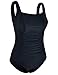 Firpearl Women's Black One Piece Bathing Suit Ruched Tummy Control Swimsuit