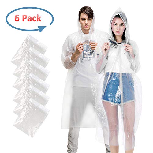 GYORGKSHI Rain Poncho for Adults, Clear Disposable Poncho for Men Women, Emergency Lightweight Raincoat with Drawstring Hood (6 Pack) - Thumbnail 7
