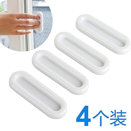 Generic 4pcs/lot Paste The Open Sliding Door Handles for Interior Doors Glass Window Cabinet Drawer Wardrobe Self-adhesive Handle