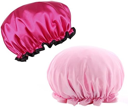 2 Pack Fashion Design Stylish Reusable Waterproof Shower cap with Beautiful Pure Color