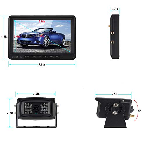Honboom Wireless Backup Camera & 7" HD Monitor System - Wireless IR Night Vision IP69 Waterproof Reversing Back Camera & 7'' Wireless HD Monitor for Truck, Heavy Box Truck, Trailer, Bus, Motorhome.