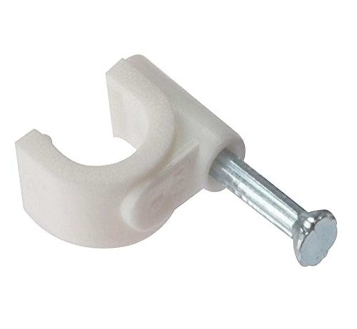 Merriway BH05726 (200 Pcs) Round Cable Clip, 6.0mm White - Pack of 200 Pieces