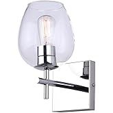 Canarm Cain 1-Light Vanity Wall Fixture, Chrome with Clear Glass Shade, Up/Down Mounted Lighting for Bathroom, Bedroom or Liv