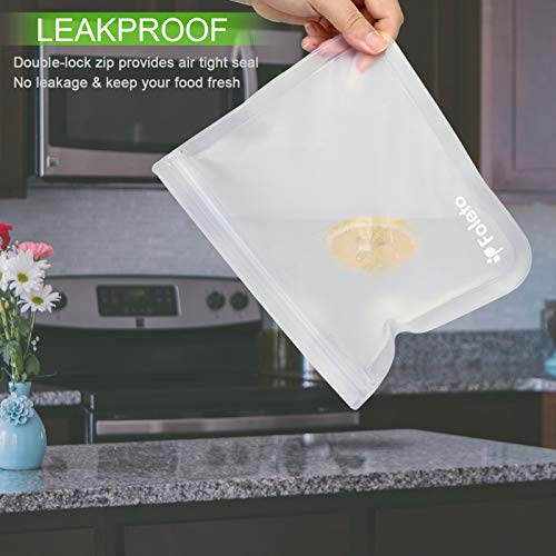 6 Pack Reusable Storage Bags Leakproof Easy Seal Ziplock Snack Bags for Food Storage Home Organization Eco-friendly - Thumbnail 3