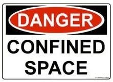 Danger Confined Space Sticker , 5"x3.5"