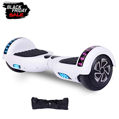 Hoverboards Mode Smart Mini Kick Scooters with LED Light Electric Unicycle Self Balancing Scooter UL 2272 Certified Balance Two-Wheels Skateboard White Hover Board Safe to Kids and and Adults (White)
