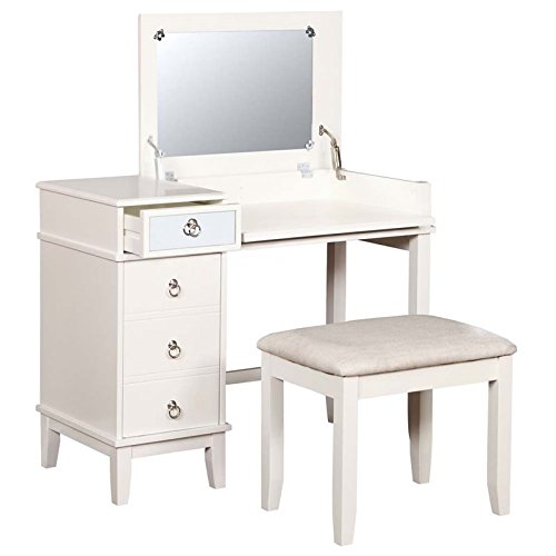Riverbay Furniture Eva 2 Piece Bedroom Vanity Set in White - Thumbnail 4
