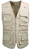 Mrignt Men's Oversize Pockets Travels Sports Vest(Outdoor Coat) (US L (Asia 3XL),Light Khaki)