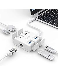 IQIYI USB C Hub Adapter, 5-en-1 Tipo C Hub con Gigabit Ethernet, 4K HDMI Output, USB C Power Delivery, USB 3.0 Ports, Multiport Adapter for MacBook Pro and Other Type-C Devices