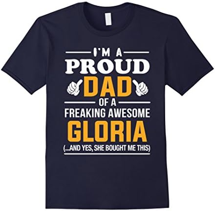Mens Proud Dad Of Awesome Gloria T-Shirt, Name Gift Large Navy