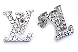 P.phoebus 18K Silver Gold Vintage White Swarovski Crystal Studs Earrings Rhinestones Dangle Charms Hoops For Women Girls (ll)