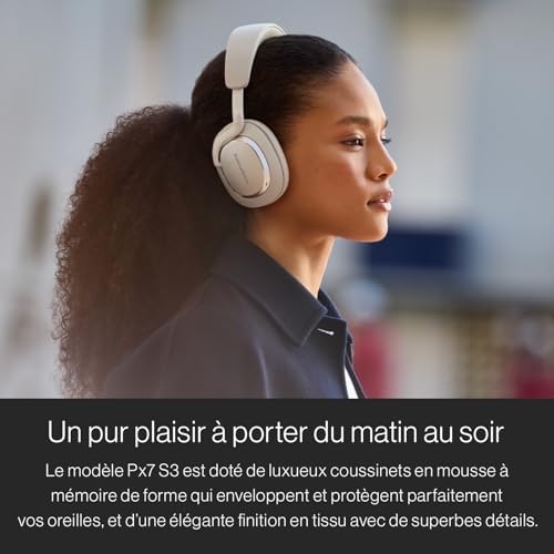 Px7 S3 Casque Supra-Auriculaire sans Fil, Réduction de Bruit Avancée, DSP 24-bit, aptX Lossless, 30 Heures de Lecture, 8 Microphones, Charge Rapide - Noir Anthracite