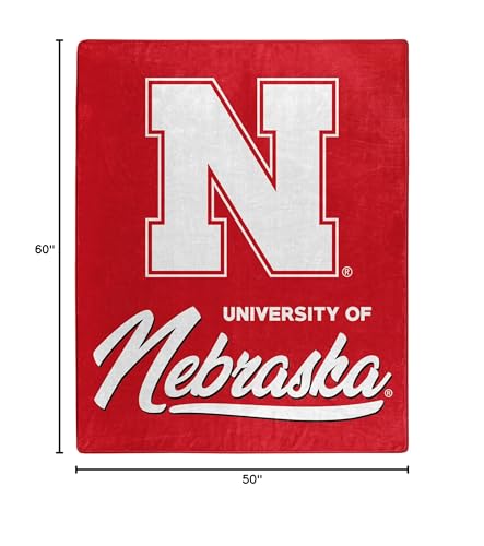 Northwest NCAA Nebraska Cornhuskers Unisex-Adult Raschel Throw Blanket, 50 x 60, Signature