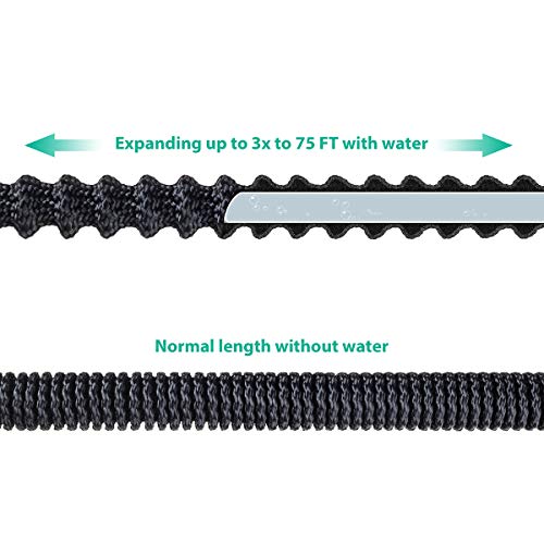 OWSOO 50 FT Expandable Garden Hose, Leakproof Water Hose with 8 Functions Sprayer, 3/4" Solid Brass Fittings, Double Latex Core, Extra Strength Fabric, No-Kink Lightweight Garden Hose for Watering