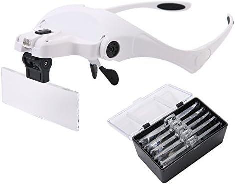 Headband Wearing Magnifying Glass Eye Repair Magnifier 2 LED Light 1.0X, 1.5X, 2.0X, 2.5X, 3.5X Glasses Loupe Optical Lens