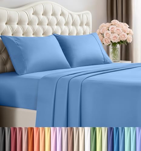 Utopia Bedding California King Size Sheet Set – 4 Piece Bed Sheets, Soft and Breathable Microfiber, Includes 1 Fitted Sheet, 1 Flat Sheet and 2 Pillowcases – Oeko Tex (Dutch Blue)
