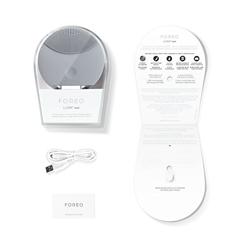 FOREO LUNA mini Silicone Face Brush with Facial Cleansing for All Skin Types, Cool Grey