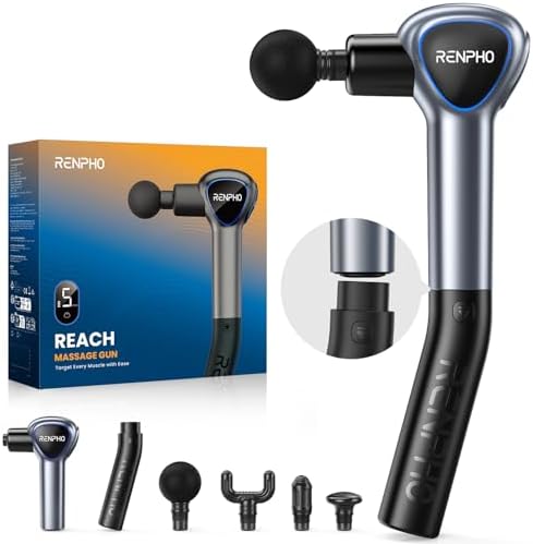 Reach Pistola de masaje con mango extensible, tejido profundo gris